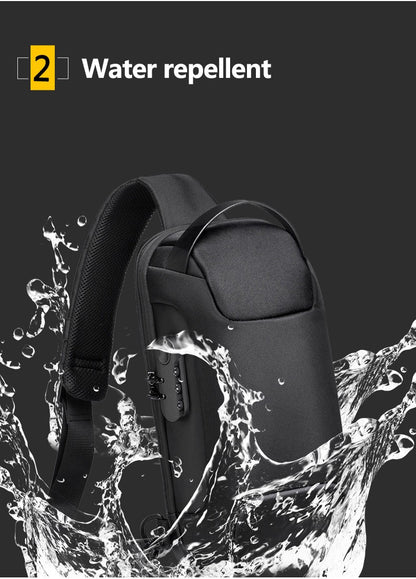 2023 Men's Chest Bag Waterproof Crossbody Bag Multifunction Anti-theft Travel Bags Shoulder Bag Male USB Charging Pouch for Man