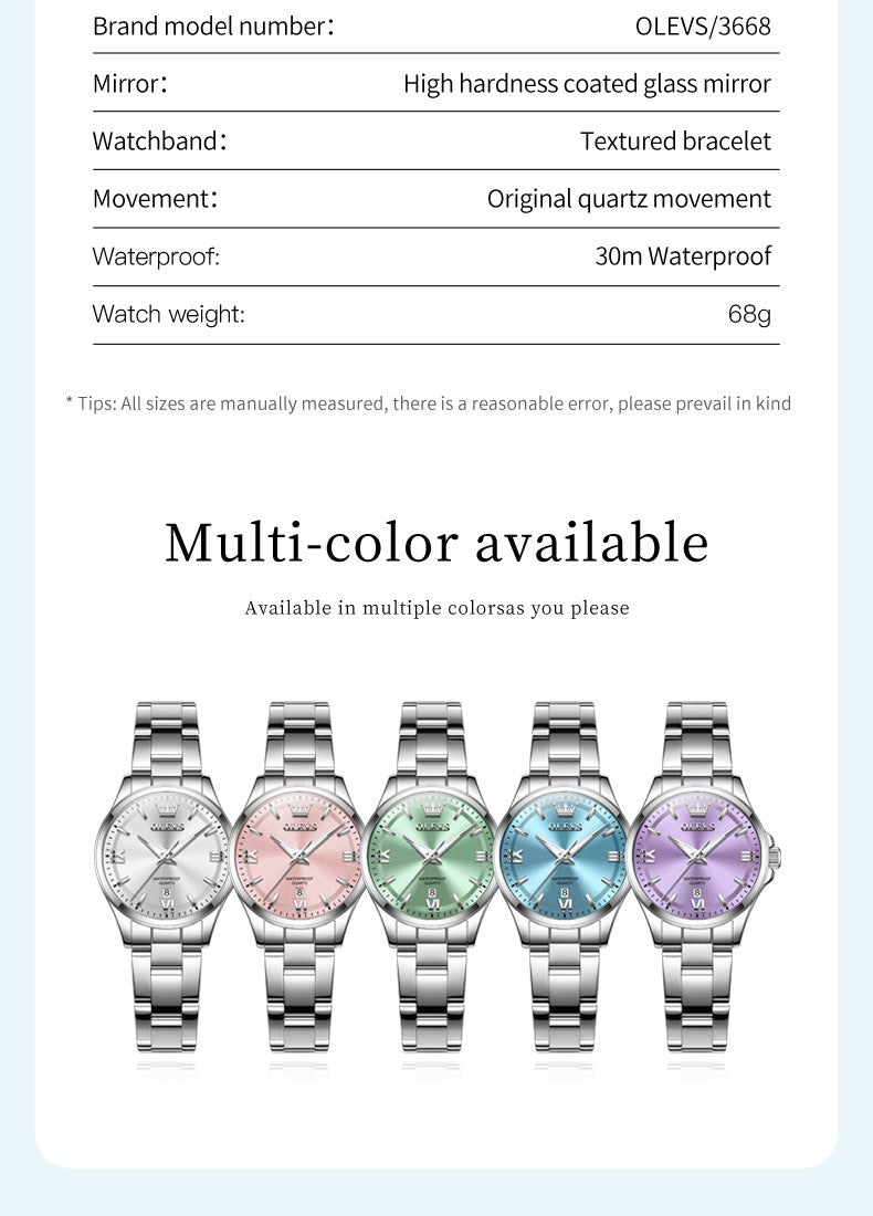 OLEVS Women's Watches Trend Elegant Stainless Steel Original Brand Small Dial Quartz Wristwatch for Lady Waterproof Luminous New