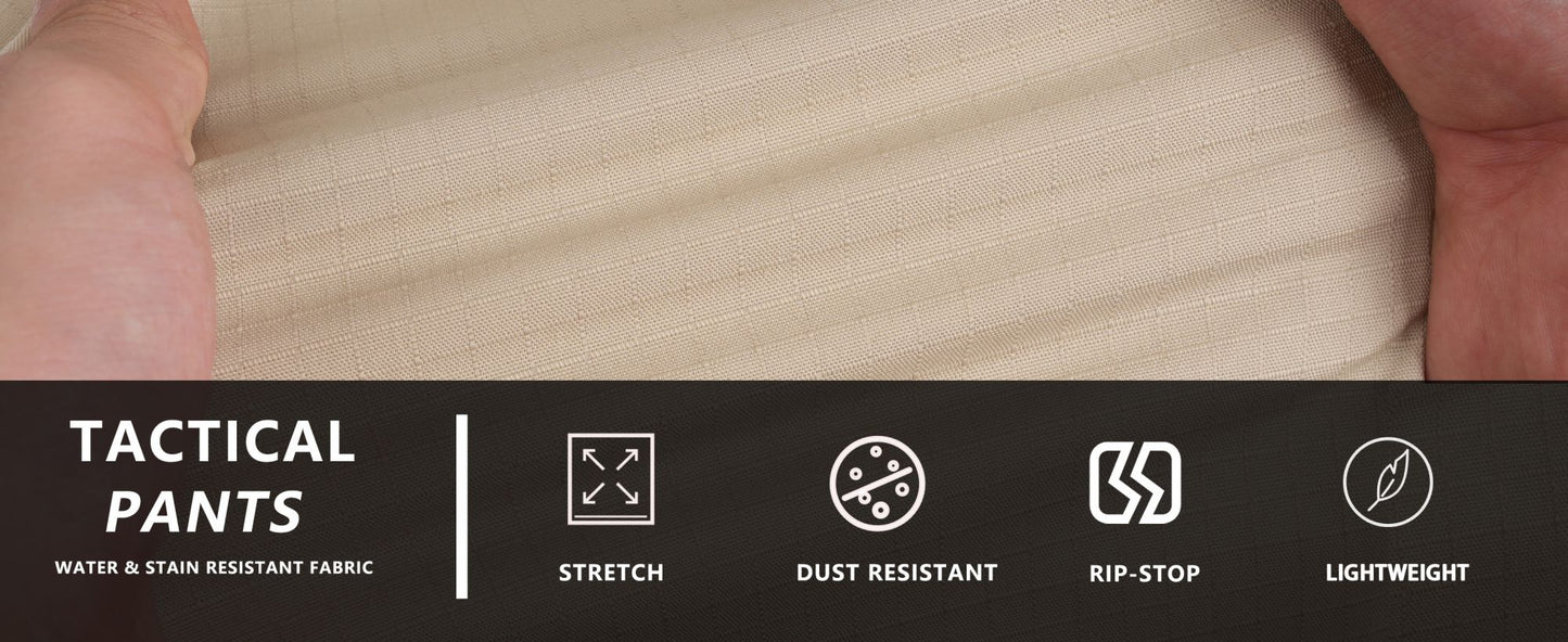TACVASEN Mens Lightweight Hiking Pants Waterproof Ripstop Lightweight Breathable Stretch Work Tactical Outdoor Trousers 8 Pocket