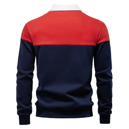 AIOPESON Men's Premium Cotton Sweatshirt Color Block Sweatshirt Long Sleeve Business Casual Social Sweatshirt