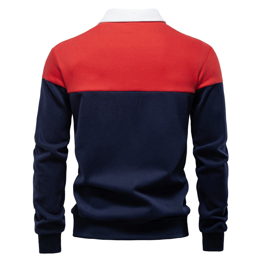 AIOPESON Men's Premium Cotton Sweatshirt Color Block Sweatshirt Long Sleeve Business Casual Social Sweatshirt