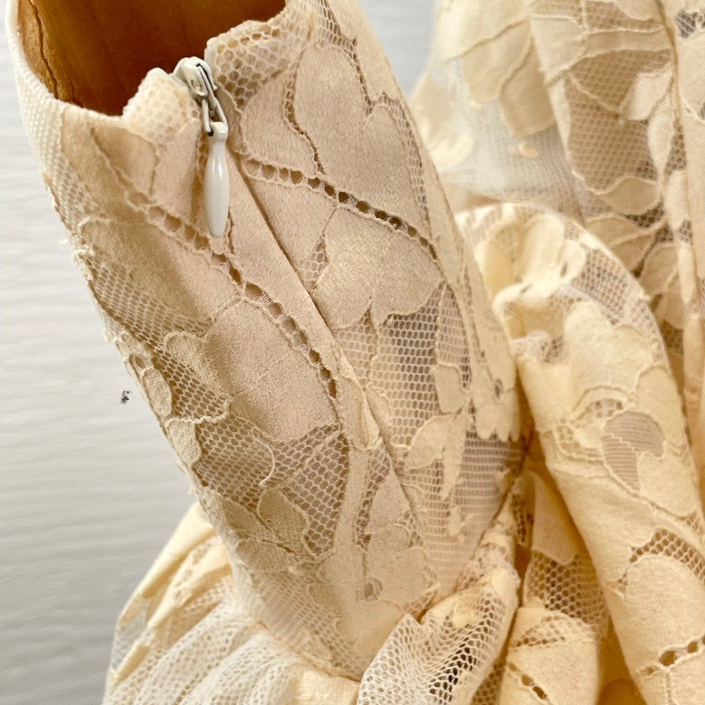 Milk Tea Color Long Sleeve Lace See Through Blouse Tops 2025 New Design