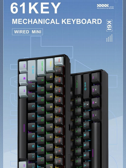 Teclado Mecânico com Fio Portátil APAYADO K61 60% com Fio 61 Teclas RGB Fantasma