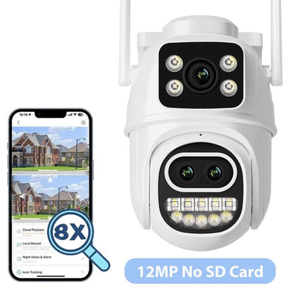 BESDER 6K 12MP Wifi Camera PTZ Dual Screen 8X Digital Zoom AI Auto Tracking Outdoor 8MP CCTV IP Camera Security Protection iCSee