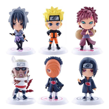 6 Peças/Lote NARUTO Sasuke Gaara Uchiha Madara Boneco 7-8cm 2 Estilos Base de Personalidade Miniaturas de Brinquedo de Presente
