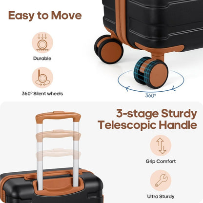 Men's & Women's 20 Inch Hardshell Luggage Set with Backpack, Airline Approved Carry-On 22x14x9 for Travel and Weekend Getaways