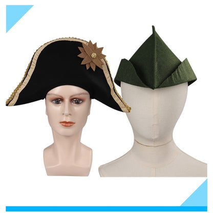 Captain Hook Cosplay Pirate Hat Cap Peter Wendy Hats Halloween Carnival Party Disguise Costume Accessories Prop For Adult Kids