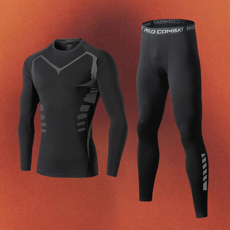 Men's Clothing Winter Warm Undershirts Plush Thermal Underwear Set Elastic Compression Tights Fitness Men's Track Suit Set