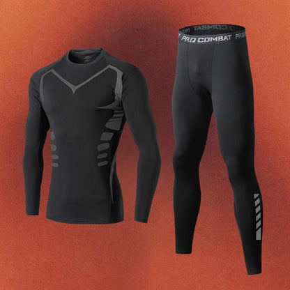 Men's Clothing Winter Warm Undershirts Plush Thermal Underwear Set Elastic Compression Tights Fitness Men's Track Suit Set