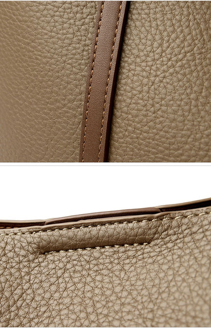 New autumn Single Shoulder Large Capacity Messenger Droadband Female Solid Color Handbag Luxury Ladies Bucket PU Shoulder Bag