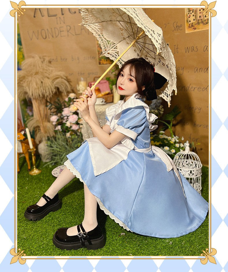 Lolita Dress Maid Apron Fantasia Halloween Carnival Party Costume for Women Masquerade Party Alice In Wonderland Cosplay Costume