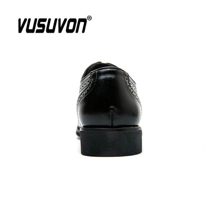 Men Oxfords Brogue Shoes Fashion Breathable Split Leather 38-48 Size Boys Black Soft Outdoor Casual Autumn Mules Dress Flats