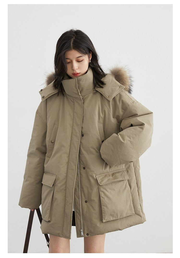 CHIC VEN Women Down Coats Solid Outdoor Loose Casual Down Jacket  Thickened Parka Jackets Female Overcoat Autumn Winter 2023