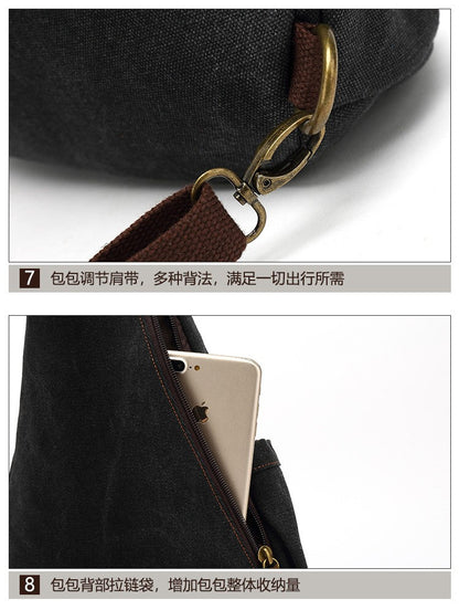 2024 new men's canvas chest bag large capacity leisure men's bag Single Shoulder Messenger Bag multi functional back backpack