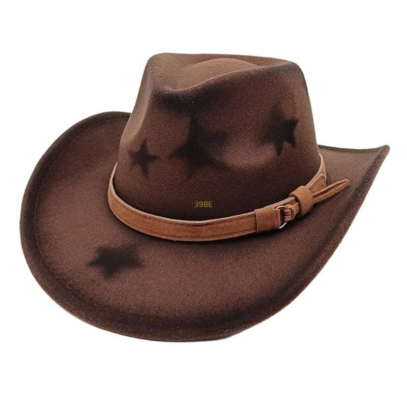 Homburg Cowboy Hats Old Fashion Porkpie Hat Stylish Panama Hat Belt Fedoras