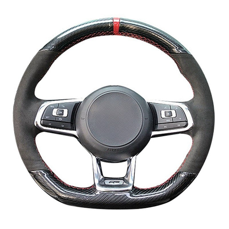 Capa de Volante de Carro Personalizada Costurada à Mão Trançada Camurça para Volkswagen Golf 7 GTI Golf R MK7 VW Polo GTI Scirocco 2015 2016