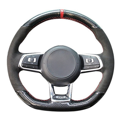 Capa de Volante de Carro Personalizada Costurada à Mão Trançada Camurça para Volkswagen Golf 7 GTI Golf R MK7 VW Polo GTI Scirocco 2015 2016
