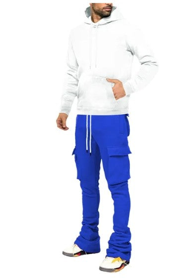 Plus Size Cargo Stacked Pants for Men Fleece Flare Sweat Pants Street Wear Men Pile Up Hiphop Pants New Design