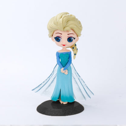 Miniso 14cm Princesas Q Posket Bonecas Elsa Anna Mulan Tinker Bell Elsa Aladdin kawaii Brinquedo para Bolo Decoração Modelo menina presente