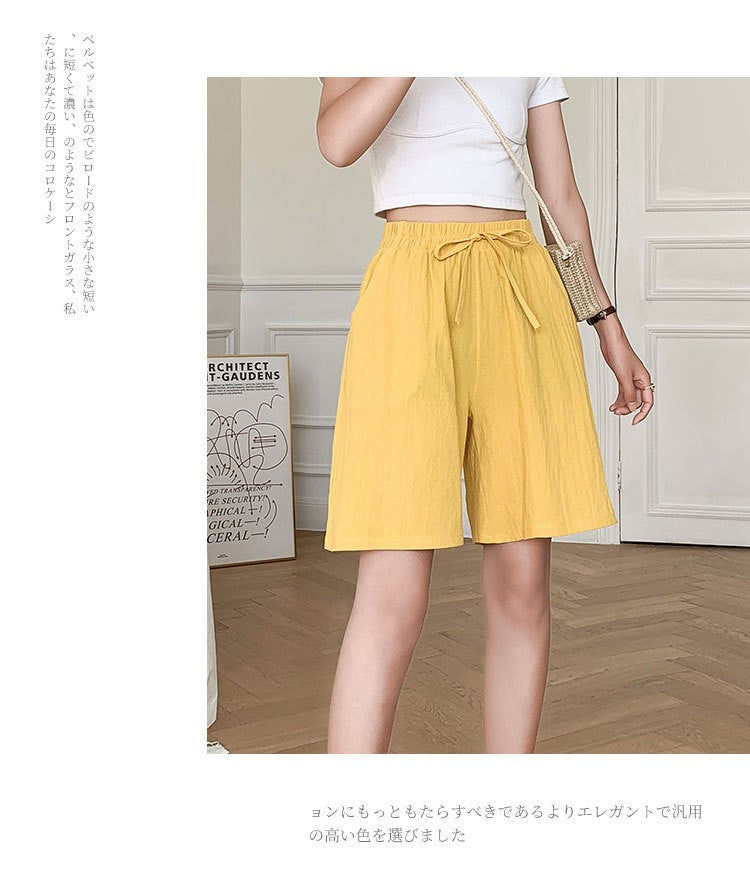 Women shorts Summer Casual Solid Cotton Linen shorts high waist loose shorts for girls Soft Cool female shorts M-3XL