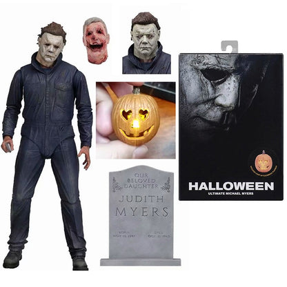 Original NECA Michael Myers Figure Ultimate Jason Voorhees Action Figure With LED Toys Christmas Halloween Horror Gift