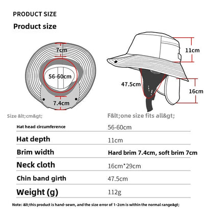 UPF50+ Men Surfing Hat Wide-brimmed Surf Cap Men Hat Breathable Brim Sunshade Quick-drying Beach Cool Cap Windproof Bucket Hat