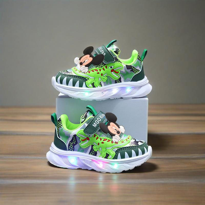 2025 New Disney Boys Led Lighted Shoes Fashion Mickey Children's Casual Sneakers Kids Luminous Shoes Sport Shoes Lighted Shoes