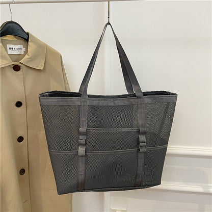 Multipocket Summer Large Beach Bag For Towels Mesh Durable Beach Bag For Toys Waterproof Underwear Pocket Beach Tote Bag