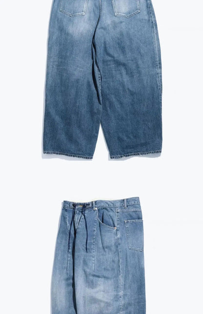 Japanese Retro High-quality Washed Loose Wide Leg Balloon Denim Pants for Men 25ss New Arrival