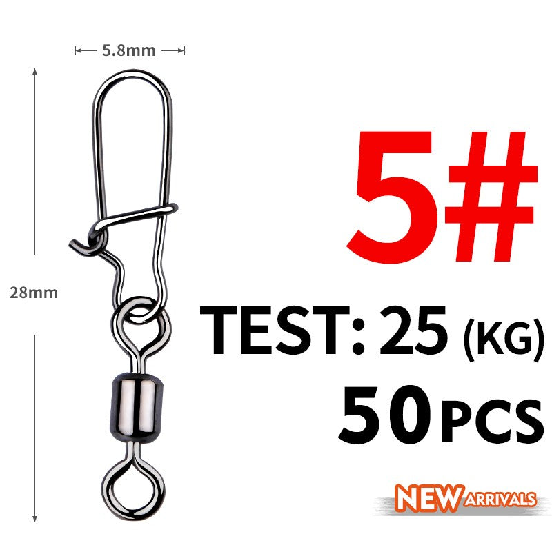 MEREDITH 50 PEÇAS Acessórios para Pesca de Lucio Conector Giratório de Rolamento Pino de Aço Inoxidável Snap Anzóis Isca Giradores Equipamento de Pesca