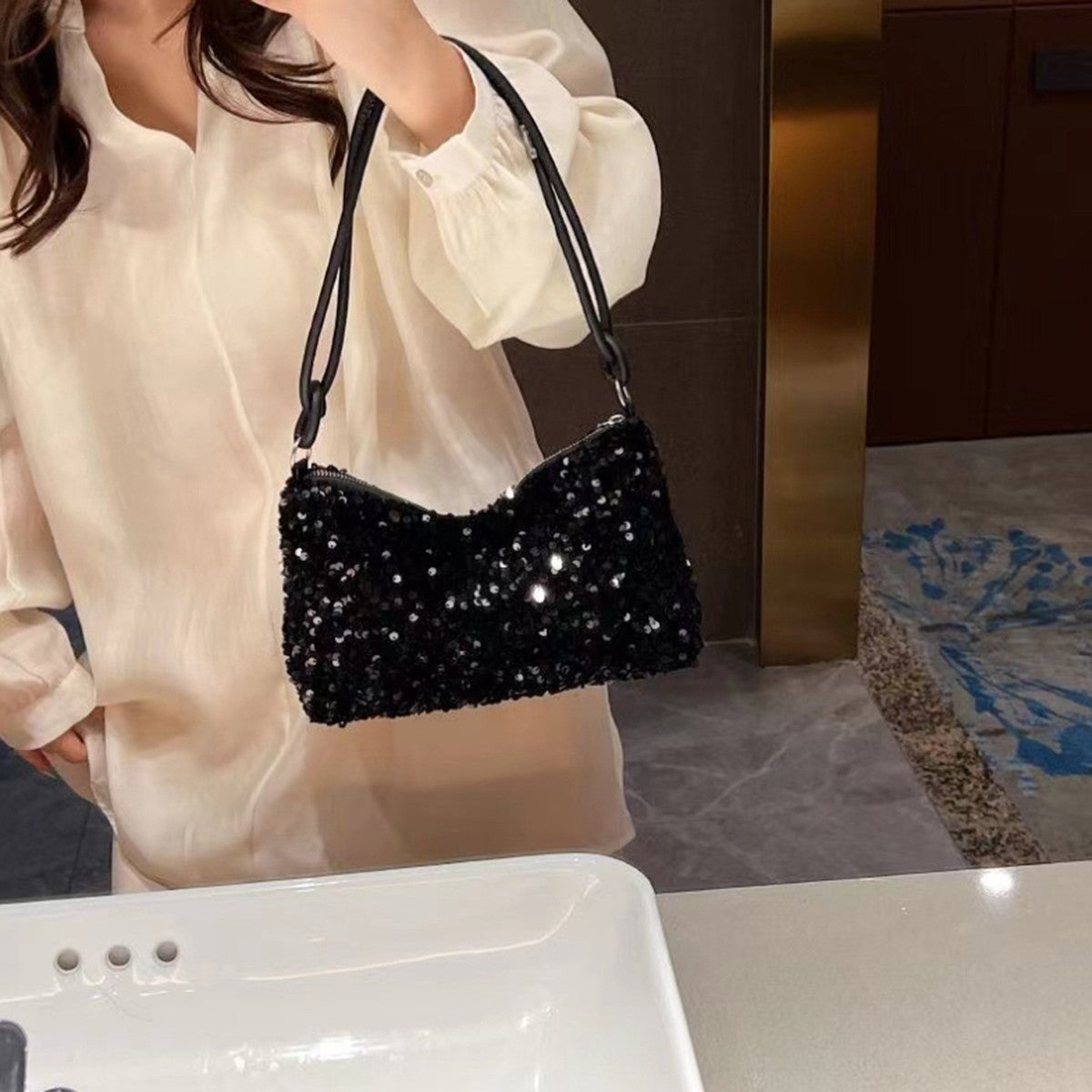 Black Spice Glitter Underarm Bag Casual chic chic design Crossbody shoulder bag one outfit