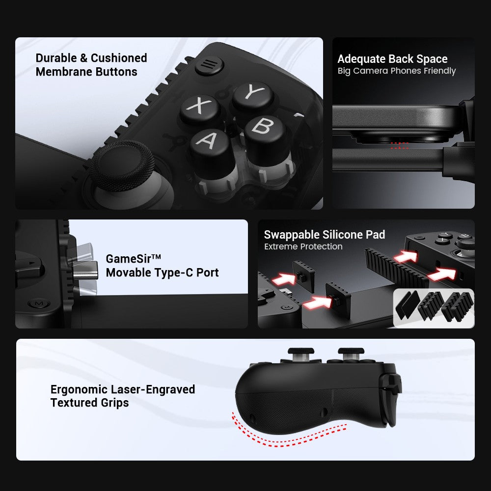 Original GameSir X5 Lite Type-C Mobile Gaming Controller with Membrane Hair Triggers ,Gamesir Hall Effect Sticks for IOS Android