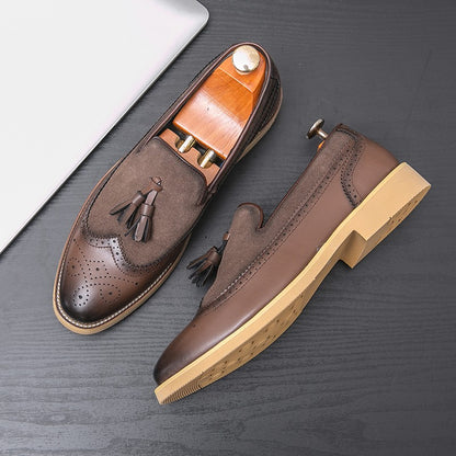 Men Business Dress Casual Fashion Elegant Formal ShoesSlip-on Evening Dress Loafers Party Tassel Leather Shoes Wedding Shoes