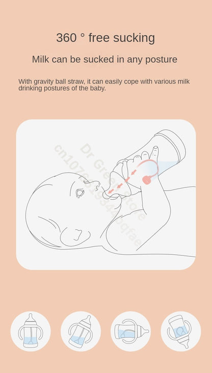 Dr.Green Wide Mouth Newborn baby bottles PPSU Washable Bottles Forward and reverse bi-directional scale inverted milk brewing