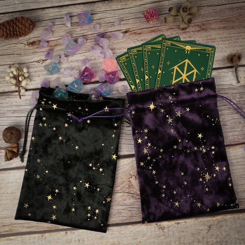 Velvet Tarot Oracle Cards Storage Bag Star Printed Tarot Pouch Rune Dice Crystal Jewelry Bag Multiple Use Pouch for Home Storage
