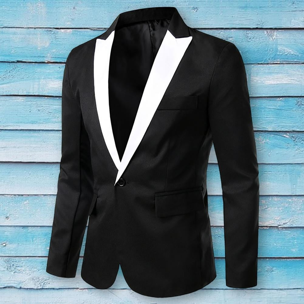 Men Formal Loose Contrast Color Suit Coat Classic Men Suit Coat