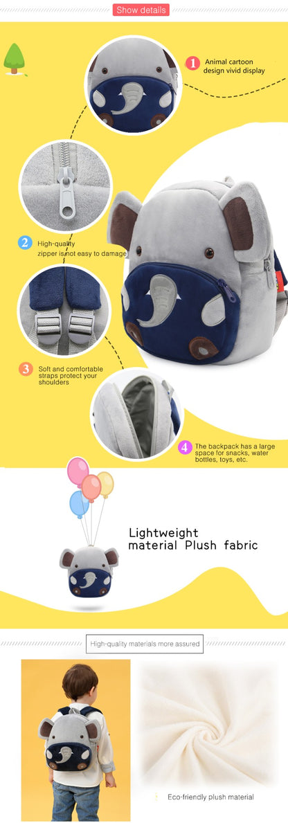 Mochila Infantil Meninos Meninas Animal Fofo Elefante Mochila de Pelúcia para Jardim de Infância