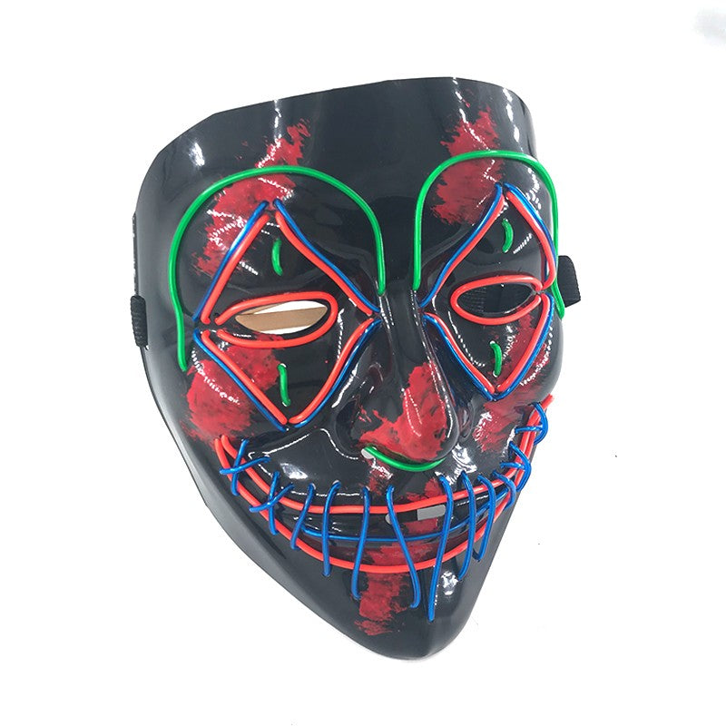 LED Killer Mask Halloween Dance Scary Theme Party Cosplay Costume Props LED Double Star Eyes Mask Glowing Colorful Creepy Mask