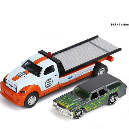 Minicaminhão de Reboque de Contêiner 1:64 Brinquedo Modelo de Liga Série de Carros Diecast com Veículos de Metal de Fricção Modelo Clássico Presente Infantil