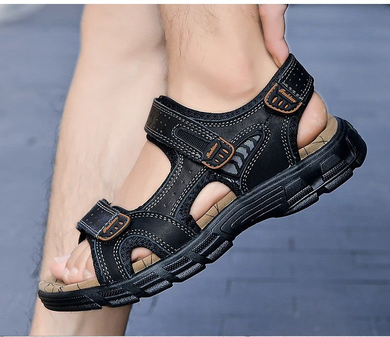 Classic Mens Sandals Summer Genuine Leather Sandals Men Outdoor Casual Lightweight Sandal Fashion Men Sneakers Size 38-46