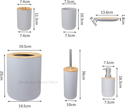 1x Acessórios de Banheiro Saboneteira Garrafa para Louça Lixeira de Banheiro Porta-Escova de Dentes Copo Suporte para Loção Escova Sanitária