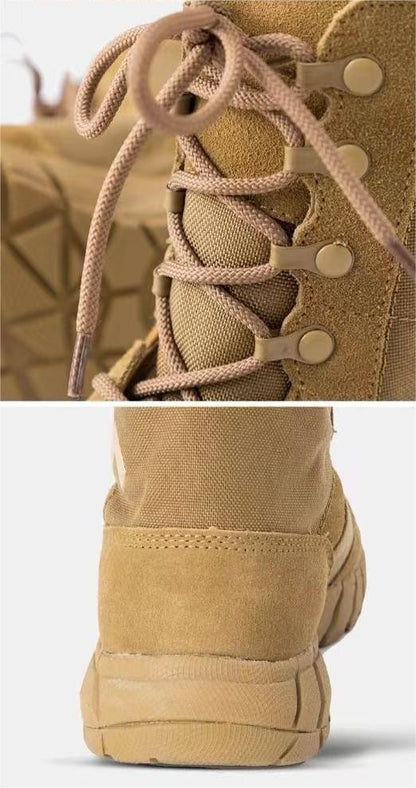 Botas Táticas Leves Masculinas de Combate, Anticolisão, de Treinamento, com Cadarço, Impermeáveis, para Caminhada ao Ar Livre, Calçado Respirável