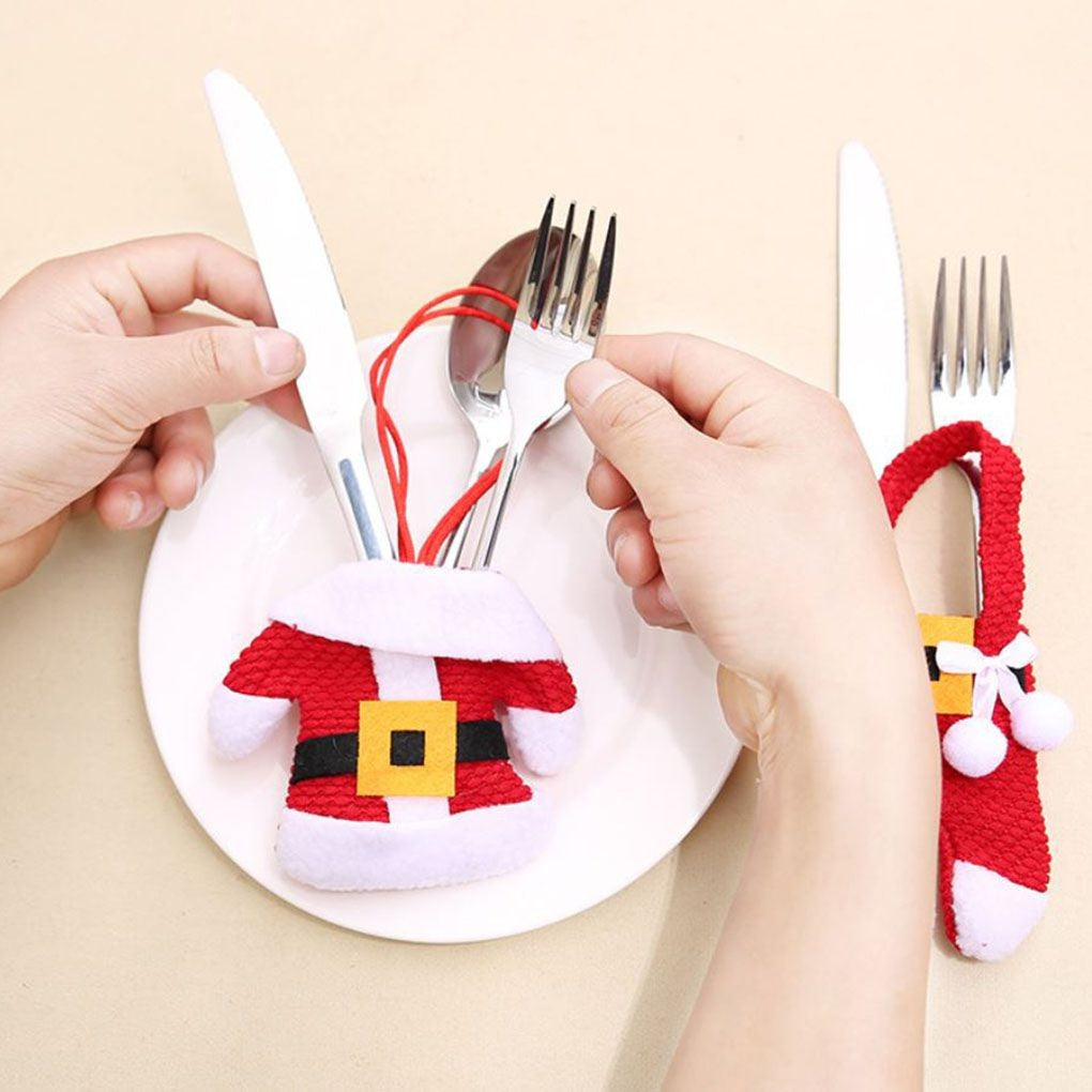 1/2/3 Set Christmas Cutlery Holder Utensil Bags Fork Spoon Pockets Tableware Silverware Xmas Pouch