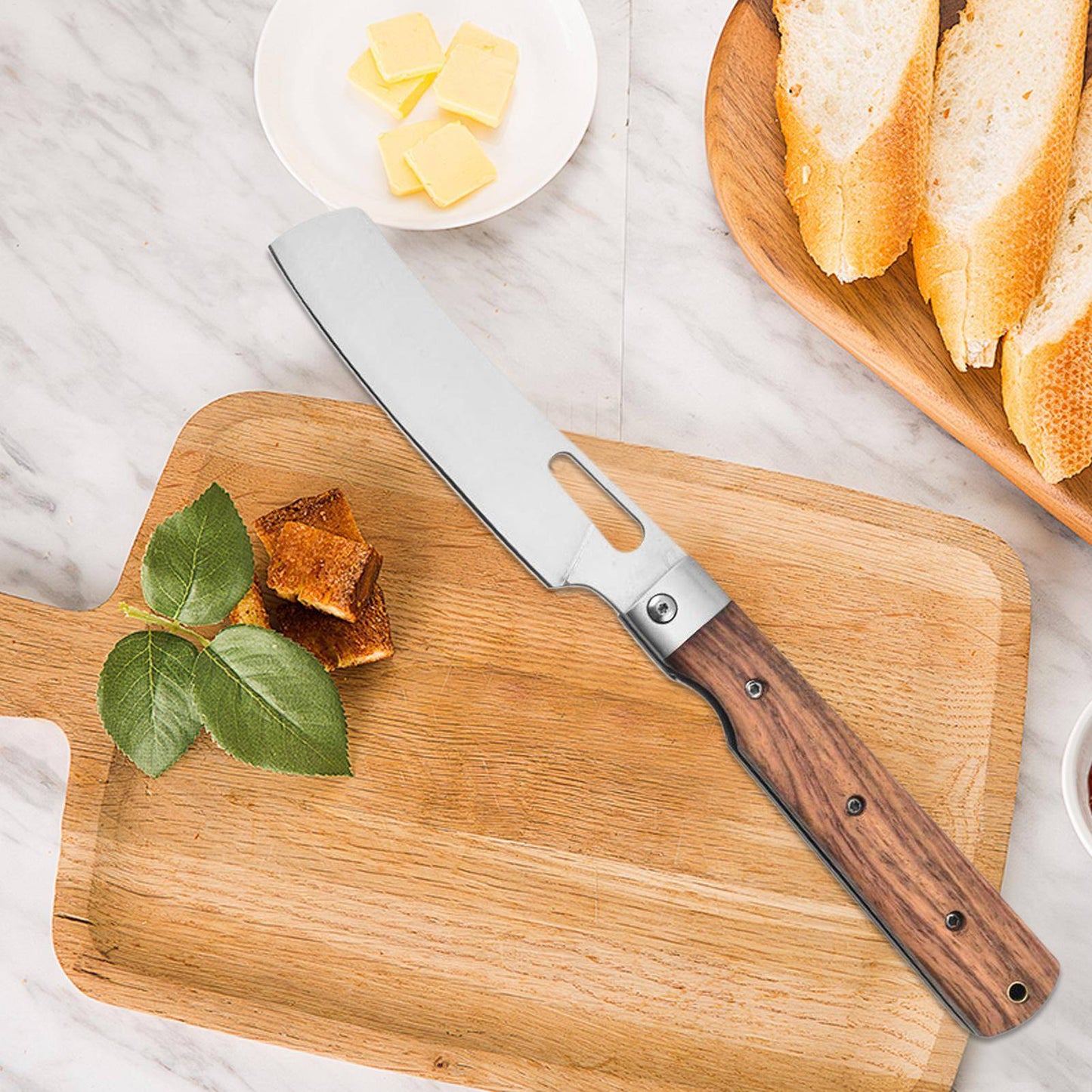Facas de Cozinha Dobráveis em Aço Inoxidável Facas de Viagem com Cabo de Madeira Cutelo Ferramentas Profissionais para Cozinha Cozinhar Carne