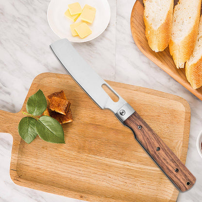 Facas de Cozinha Dobráveis em Aço Inoxidável Facas de Viagem com Cabo de Madeira Cutelo Ferramentas Profissionais para Cozinha Cozinhar Carne