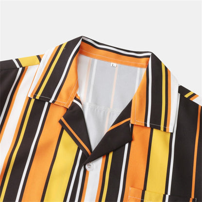 Summer Men Stripe Casual Shirts Hawaiian Beachwear Streetwear Fashion 3d Print Short Sleeve Holiday Imported Clothing Floral