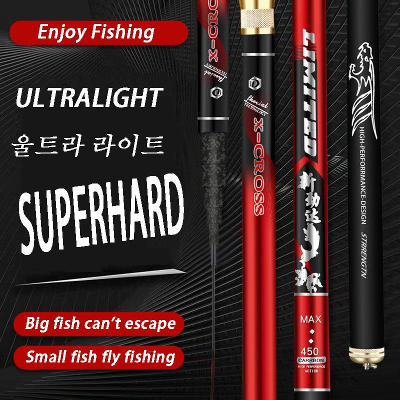 vara de pescar ultraleve de carbono 4,5/6,3/7,2/8/9/10M 4H 28T vara de mão carpa cruciana vara longa de pesca vara de pesca de viagem alimentador fly fishing