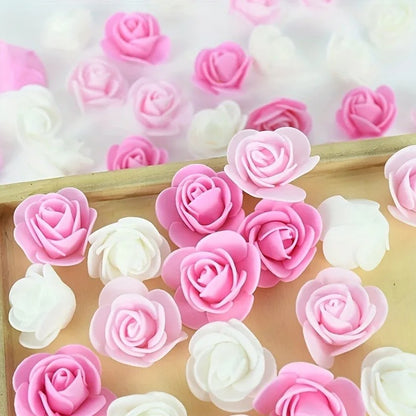 2000/10pcs Mini  Artificial Rose Flowers Head  Rose Heads DIY Valentine's Day Roses Wedding Bouquets Party Gift Candy Box Decor