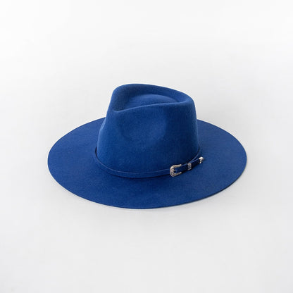 Chapéu Fedora de Feltro 100% Lã Australiana com cinto de feltro e aba larga de design moderno
