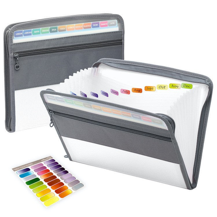 Accordion File Organizer with Safe Zipper, 13 Pocket Expanding File Folder with Front Pencil Pouch,  School Office Supplies